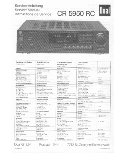 DUAL hfe dual cr 5950 rc service en de  . Rare and Ancient Equipment DUAL Audio CR 5950 RC hfe_dual_cr_5950_rc_service_en_de.pdf