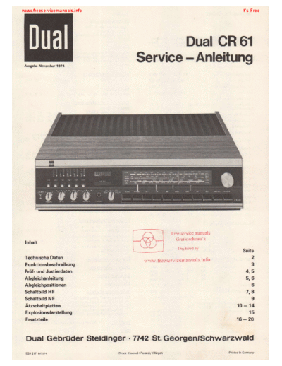 DUAL dual-cr61  . Rare and Ancient Equipment DUAL Audio CR 61 dual-cr61.pdf