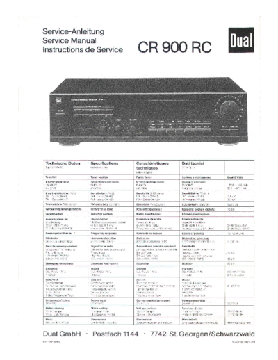 DUAL hfe   cr 900 rc service en de  . Rare and Ancient Equipment DUAL Audio CR 900 RC hfe_dual_cr_900_rc_service_en_de.pdf