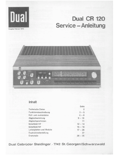 DUAL hfe dual cr 120 service de  . Rare and Ancient Equipment DUAL Audio CR 120 hfe_dual_cr_120_service_de.pdf