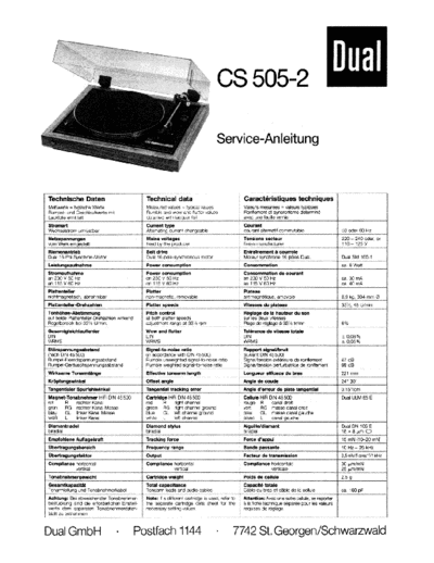 DUAL CS-5052 service manual  . Rare and Ancient Equipment DUAL Audio CS-505-2 Dual_CS-5052_service_manual.pdf