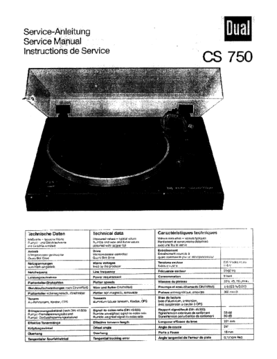 DUAL Dual CS-750 service manual  . Rare and Ancient Equipment DUAL Audio CS-750 Dual_CS-750_service_manual.pdf