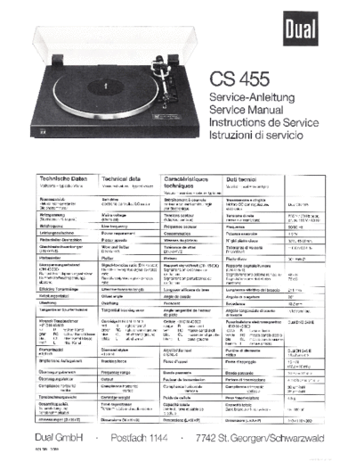 DUAL DUAL CS455 SM  . Rare and Ancient Equipment DUAL Audio CS 455 DUAL_CS455_SM.pdf