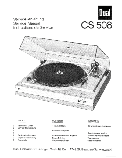 DUAL ve dual cs 508 service en de fr  . Rare and Ancient Equipment DUAL Audio CS 508 ve_dual_cs_508_service_en_de_fr.pdf