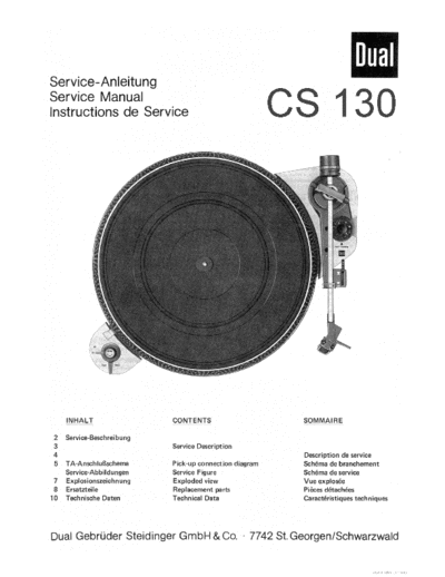 DUAL ve   cs 130 service en de fr  . Rare and Ancient Equipment DUAL Audio CS 130 ve_dual_cs_130_service_en_de_fr.pdf
