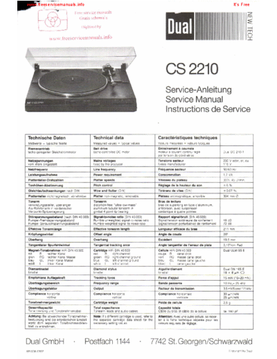 DUAL cs2210  . Rare and Ancient Equipment DUAL Audio CS 2210 cs2210.pdf