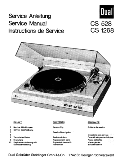 DUAL Turntable CS 528-CS 1268 Parts and Service Manual  . Rare and Ancient Equipment DUAL Audio CS528 Dual_Turntable_CS_528-CS_1268_Parts_and_Service_Manual.pdf