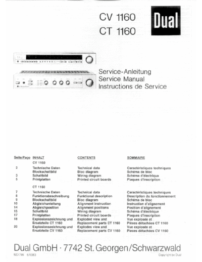 DUAL hfe   cv 1160 ct 1160 service en de fr  . Rare and Ancient Equipment DUAL Audio CT 1160 hfe_dual_cv_1160_ct_1160_service_en_de_fr.pdf