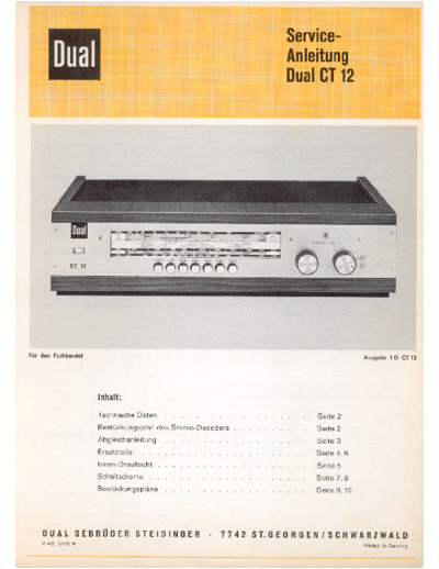DUAL hfe   ct 12 service de  . Rare and Ancient Equipment DUAL Audio CT 12 hfe_dual_ct_12_service_de.pdf