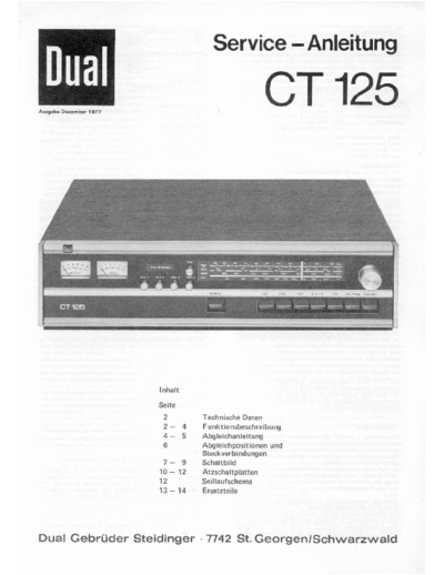 DUAL hfe dual ct 125 service de  . Rare and Ancient Equipment DUAL Audio CT 125 hfe_dual_ct_125_service_de.pdf