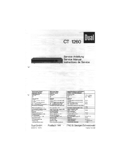 DUAL hfe   ct 1260 service de  . Rare and Ancient Equipment DUAL Audio CT 1260 hfe_dual_ct_1260_service_de.pdf