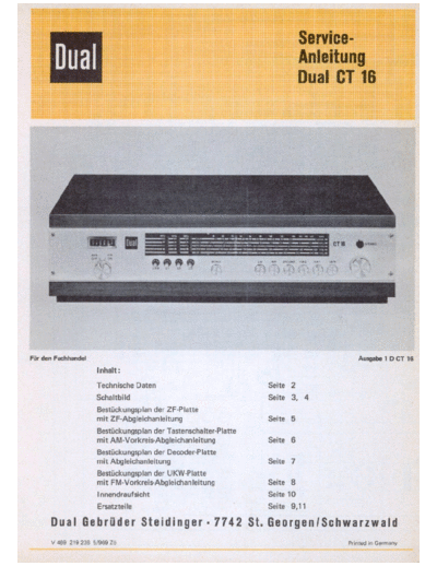 DUAL hfe   ct 16 service de  . Rare and Ancient Equipment DUAL Audio CT 16 hfe_dual_ct_16_service_de.pdf