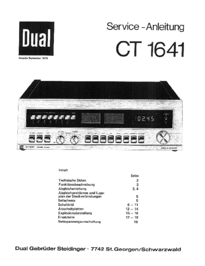 DUAL hfe dual ct 1641 service de  . Rare and Ancient Equipment DUAL Audio CT 1641 hfe_dual_ct_1641_service_de.pdf