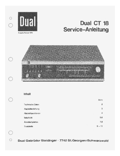 DUAL CT18 Dual Tuner SM  . Rare and Ancient Equipment DUAL Audio CT 18 CT18 Dual Tuner SM.pdf
