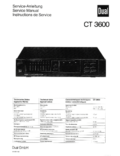 DUAL hfe dual ct 3600 service info en de fr  . Rare and Ancient Equipment DUAL Audio CT 3600 hfe_dual_ct_3600_service_info_en_de_fr.pdf