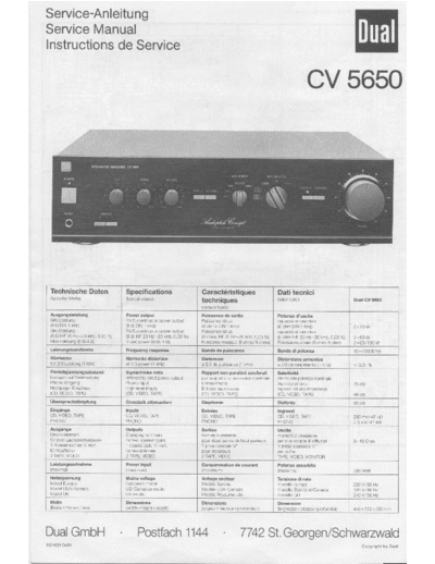 DUAL hfe dual cv 5650 service en de fr  . Rare and Ancient Equipment DUAL Audio CV 5650 hfe_dual_cv_5650_service_en_de_fr.pdf