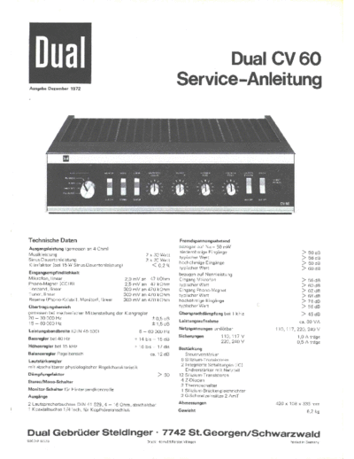 DUAL hfe   cv 60 service de  . Rare and Ancient Equipment DUAL Audio CV 60 hfe_dual_cv_60_service_de.pdf