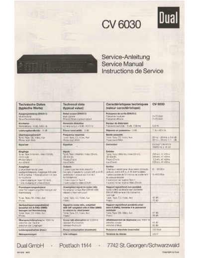 DUAL hfe dual cv 6030 schematics  . Rare and Ancient Equipment DUAL Audio CV 6030 hfe_dual_cv_6030_schematics.pdf