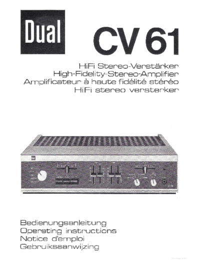DUAL hfe dual cv 61 en de fr nl  . Rare and Ancient Equipment DUAL Audio CV 61 hfe_dual_cv_61_en_de_fr_nl.pdf