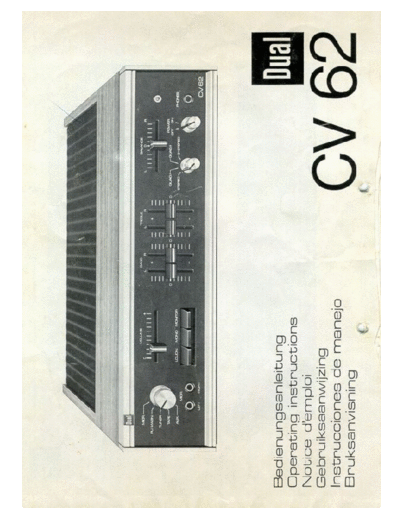 DUAL hfe dual cv 62 en de fr nl es  . Rare and Ancient Equipment DUAL Audio CV 62 hfe_dual_cv_62_en_de_fr_nl_es.pdf