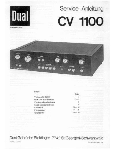 DUAL hfe   cv 1100 service de  . Rare and Ancient Equipment DUAL Audio CV 1100 hfe_dual_cv_1100_service_de.pdf