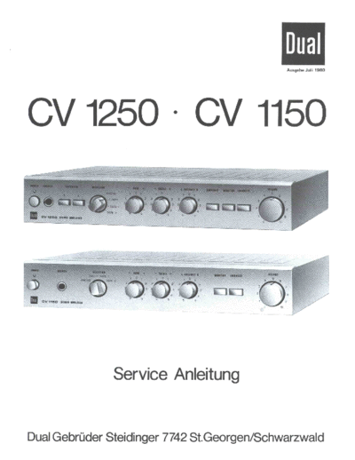 DUAL hfe dual cv 1150 1250 service de  . Rare and Ancient Equipment DUAL Audio CV 1150 hfe_dual_cv_1150_1250_service_de.pdf