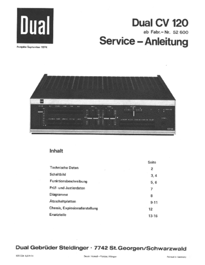 DUAL hfe dual cv 120 service de  . Rare and Ancient Equipment DUAL Audio CV 120 hfe_dual_cv_120_service_de.pdf