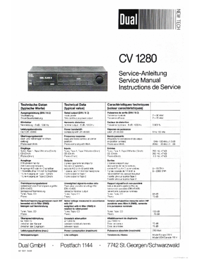 DUAL hfe dual cv 1280 service en de fr  . Rare and Ancient Equipment DUAL Audio CV 1280 hfe_dual_cv_1280_service_en_de_fr.pdf
