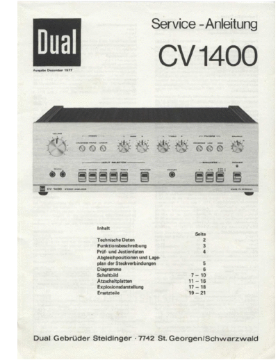 DUAL hfe   cv 1400 service de  . Rare and Ancient Equipment DUAL Audio CV 1400 hfe_dual_cv_1400_service_de.pdf