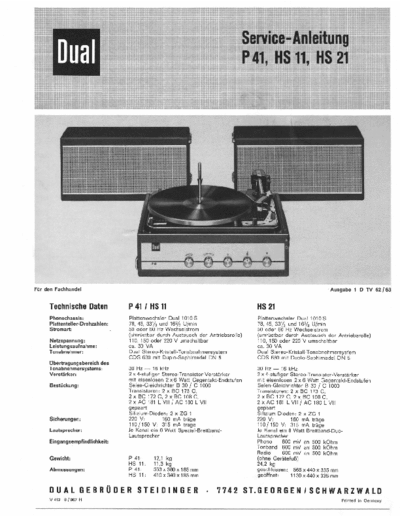 DUAL ve dual p 41 hs 11 21 service de  . Rare and Ancient Equipment DUAL Audio HS 11 ve_dual_p_41_hs_11_21_service_de.pdf