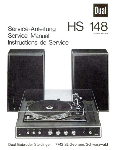 DUAL ve dual hs 148 service en de fr  . Rare and Ancient Equipment DUAL Audio HS 148 ve_dual_hs_148_service_en_de_fr.pdf