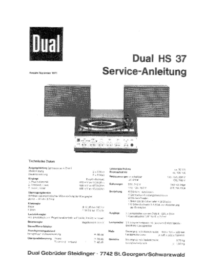 DUAL ve   hs 37 service de low res  . Rare and Ancient Equipment DUAL Audio HS 37 ve_dual_hs_37_service_de_low_res.pdf