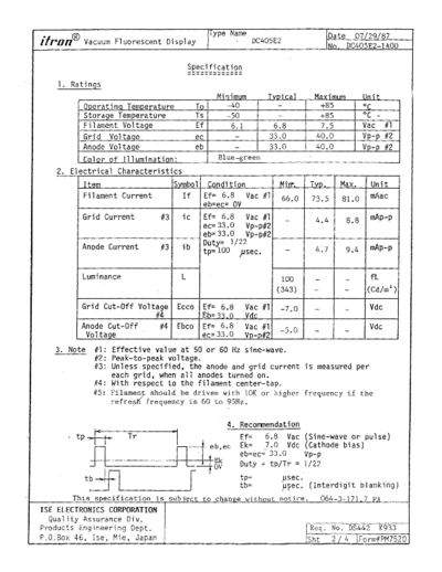 Datron Display 1x40 Chars 5x7 Dot Matrix VFD Module-DC405E2 ITRON  . Rare and Ancient Equipment Datron 1281 pdf Display_1x40_Chars_5x7_Dot_Matrix_VFD_Module-DC405E2_ITRON.pdf