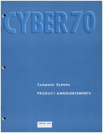 cdc Cyber70 ProductAnnoucement  . Rare and Ancient Equipment cdc cyber cyber_70 Cyber70_ProductAnnoucement.pdf