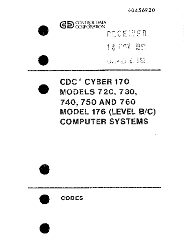 cdc 60456920C CYBER 170 Codes Instant Jun81  . Rare and Ancient Equipment cdc cyber instant 60456920C_CYBER_170_Codes_Instant_Jun81.pdf