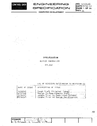 cdc 52410600 FR101 Buffer Controller Specification Oct69  . Rare and Ancient Equipment cdc cyber peripheralCtlr 52410600_FR101_Buffer_Controller_Specification_Oct69.pdf
