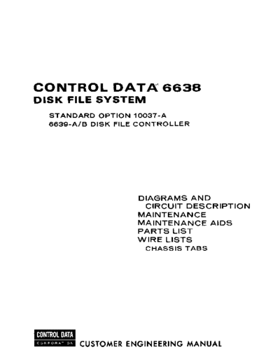 cdc 60227300H 6638 Diagrams Mar74  . Rare and Ancient Equipment cdc cyber peripheralCtlr 60227300H_6638_Diagrams_Mar74.pdf