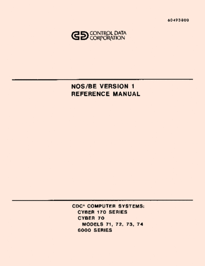 cdc 60493800M NOS BE Version 1 Ref Nov81  . Rare and Ancient Equipment cdc cyber nos 60493800M_NOS_BE_Version_1_Ref_Nov81.pdf