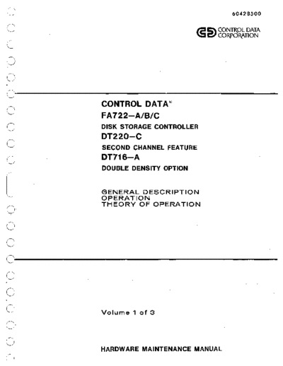 cdc 60428500M FA722 Maintanence Vol 1 Jul75  . Rare and Ancient Equipment cdc cyber peripheralCtlr 60428500M_FA722_Maintanence_Vol_1_Jul75.pdf