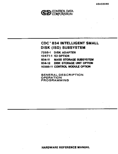 cdc 60455580D 7255 Intelligent Small Disk Subsystem Oct84  . Rare and Ancient Equipment cdc cyber peripheralCtlr 60455580D_7255_Intelligent_Small_Disk_Subsystem_Oct84.pdf