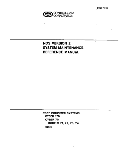 cdc 60459300C NOS Ver2 Sys Maint Ref Oct83  . Rare and Ancient Equipment cdc cyber nos2 60459300C_NOS_Ver2_Sys_Maint_Ref_Oct83.pdf