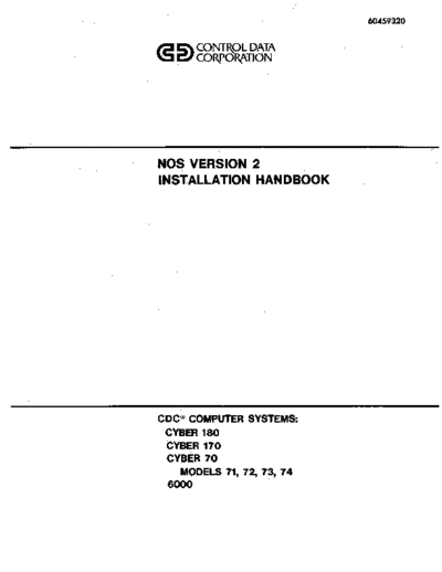 cdc 60459320E NOS Ver2 Installation Hbk Mar85  . Rare and Ancient Equipment cdc cyber nos2 60459320E_NOS_Ver2_Installation_Hbk_Mar85.pdf
