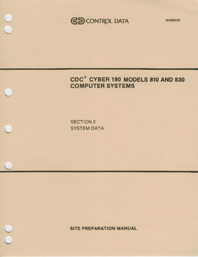 cdc 60469430C Cyber 180 810 830 Site Prep May85  . Rare and Ancient Equipment cdc cyber site_prep 60469430C_Cyber_180_810_830_Site_Prep_May85.pdf