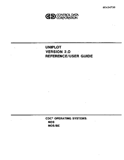 cdc 60454730A Uniplot Version 2.0 Reference User Guide  . Rare and Ancient Equipment cdc cyber software 60454730A_Uniplot_Version_2.0_Reference_User_Guide.pdf