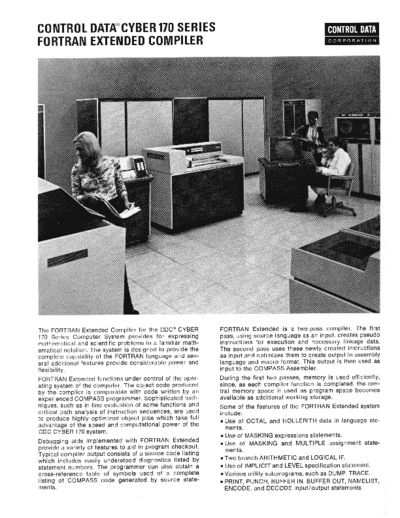 cdc Cyber170 FortranExtd Mar74  . Rare and Ancient Equipment cdc cyber brochures Cyber170_FortranExtd_Mar74.pdf
