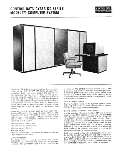 cdc Cyber170 Mod174 Mar74  . Rare and Ancient Equipment cdc cyber brochures Cyber170_Mod174_Mar74.pdf