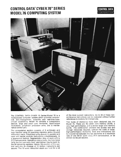 cdc Cyber70 Mod76 Feb71  . Rare and Ancient Equipment cdc cyber brochures Cyber70_Mod76_Feb71.pdf
