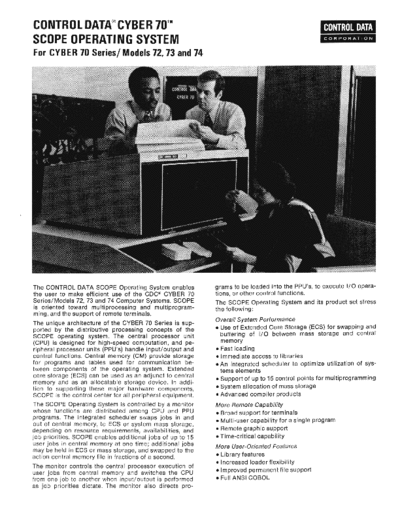 cdc Cyber70 SCOPE Feb71  . Rare and Ancient Equipment cdc cyber brochures Cyber70_SCOPE_Feb71.pdf