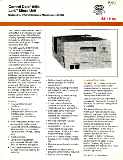 cdc CDC 9454 Lark Brochure Aug81  . Rare and Ancient Equipment cdc discs brochures CDC_9454_Lark_Brochure_Aug81.pdf