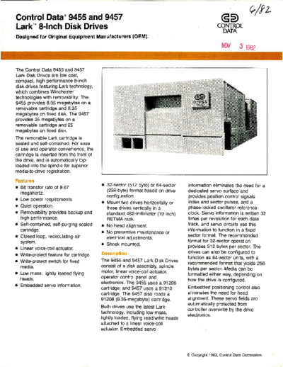 cdc CDC 9455 9458 Lark Brochure Jun82  . Rare and Ancient Equipment cdc discs brochures CDC_9455_9458_Lark_Brochure_Jun82.pdf